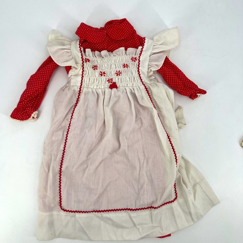 Vintage Hand Smocked Swiss Dot Red & White Toddler Dress 18 Mo Polly Flinders